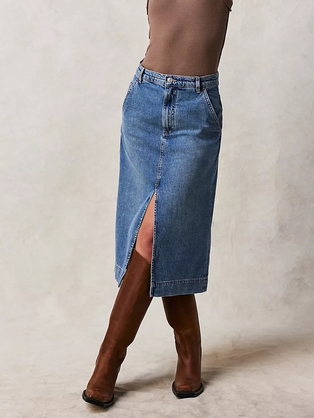 FP midi denim skirt